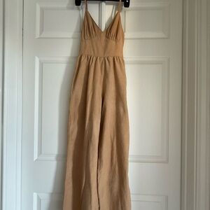 Chic Tan V-Neck Jumpsuit